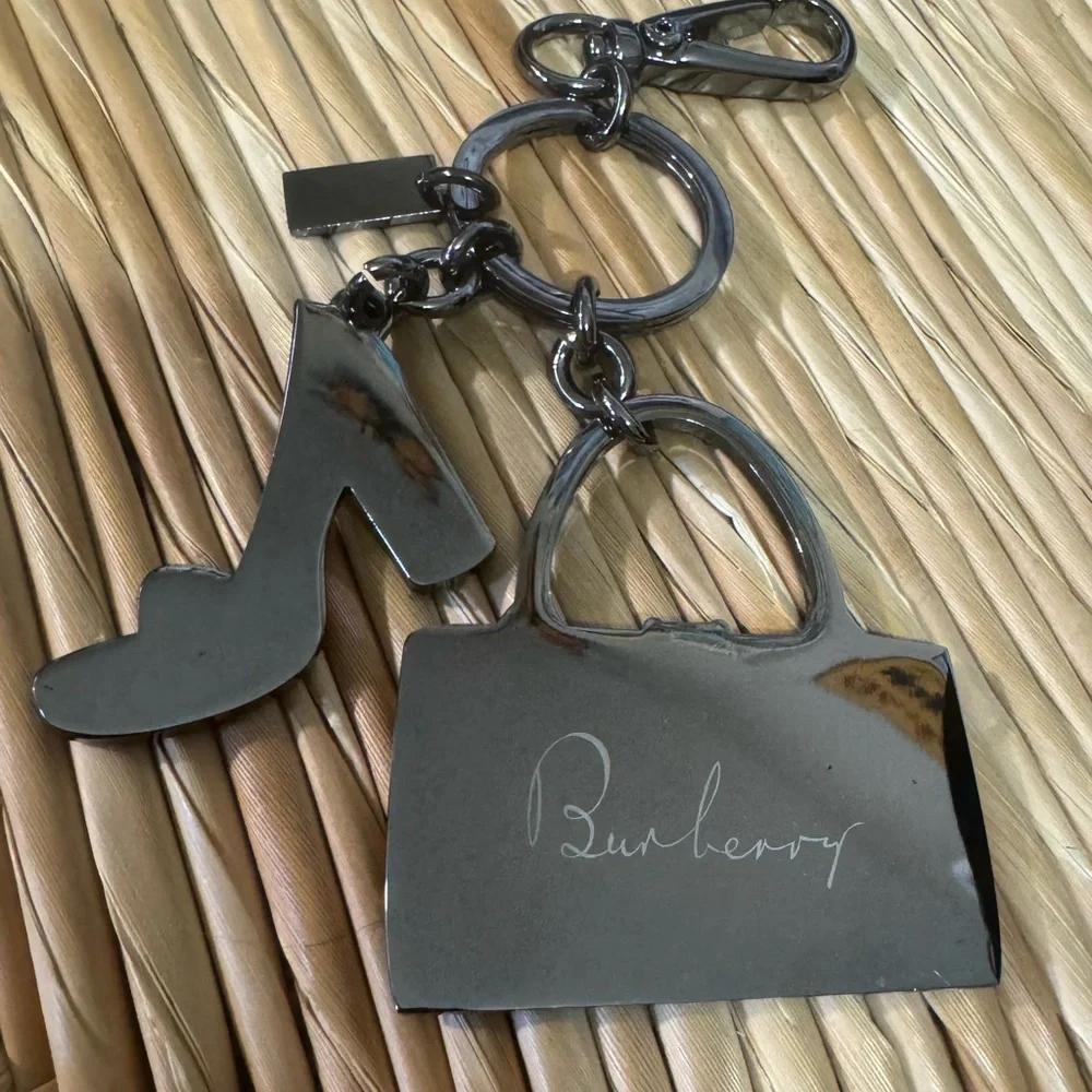 Burberry Handbag and Heel Charm Keychain Silver Tone Designer Bag Charm - Picture 3 of 5